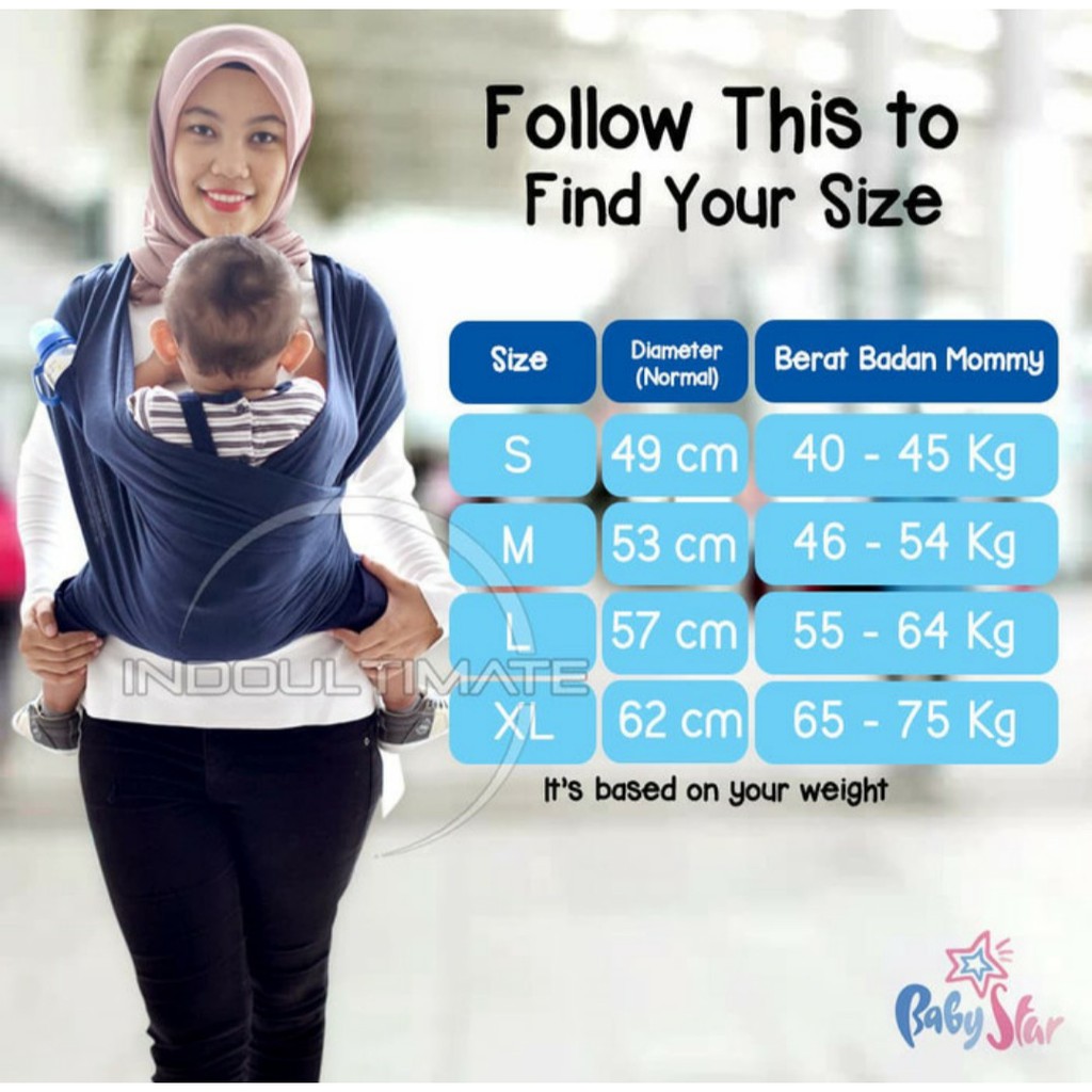 Baby Wrap Instant 2 in 1 Merk Baby Star - Gendongan Baby Star 2 in 1