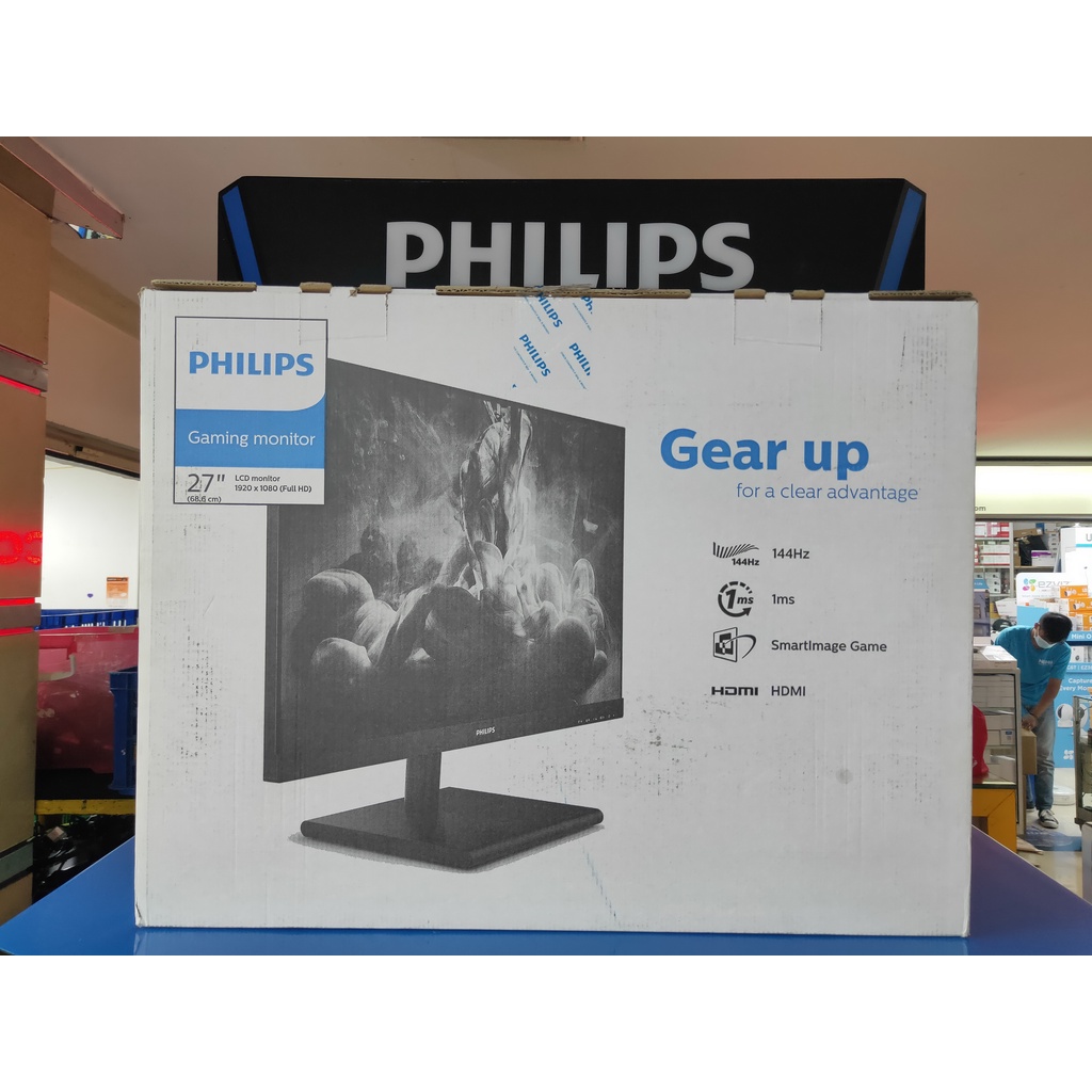 LED Monitor Philips 272E1GSJ 27&quot; VA 1080P 144Hz 1ms 350cdm HDMI DP Resmi