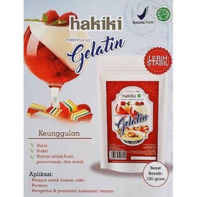 

HAKIKI GELATINE POWDER 100G/ Bubuk Gelatin/ Pelapis Kue/ Pengental