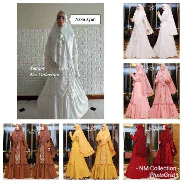 Azka syari baju gamis bahan misbi busui sleting murah