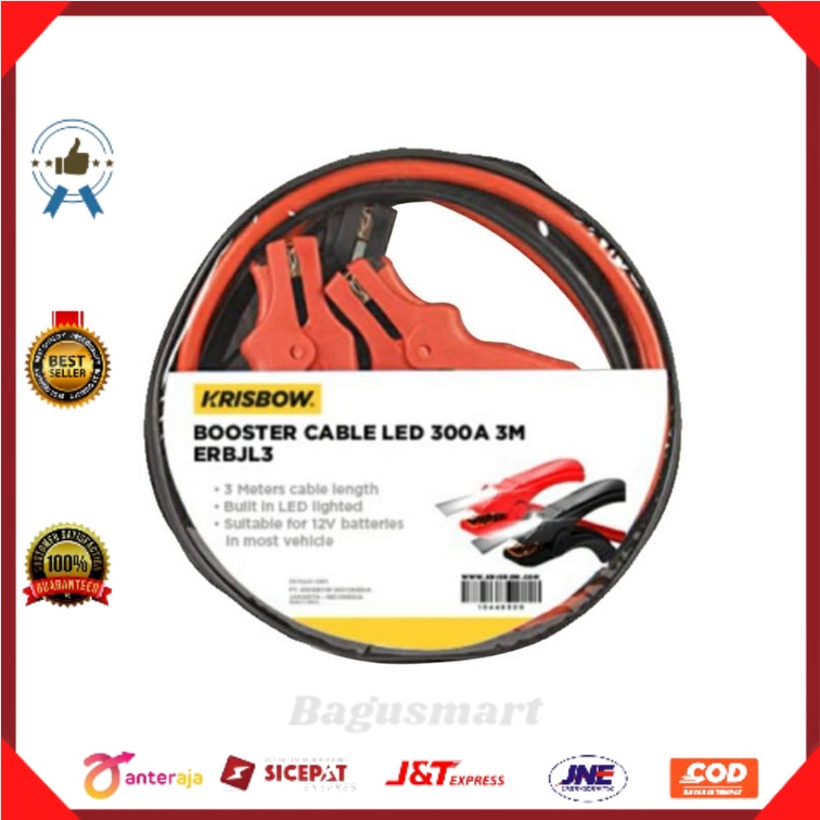 Krisbow 3 Mtr Kabel Jumper Led 300a Erbjl3/kabel jumper aki/alat jumper aki