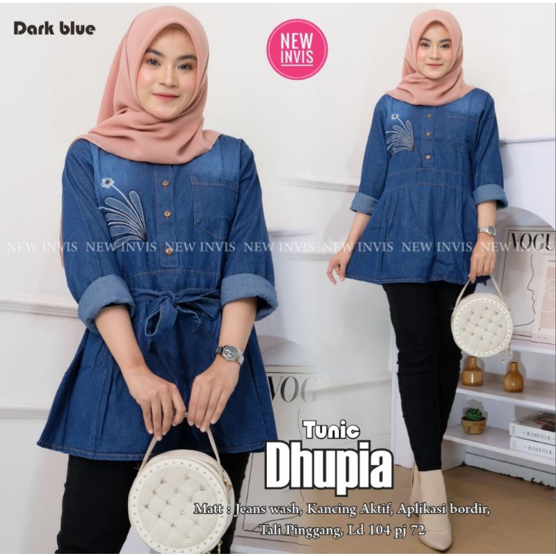 ATASAN JEANS PREMIUM( TUNIK JEANS DHUPA )LD 104 CM PJ 72 CM ORIGINAL REALPICT