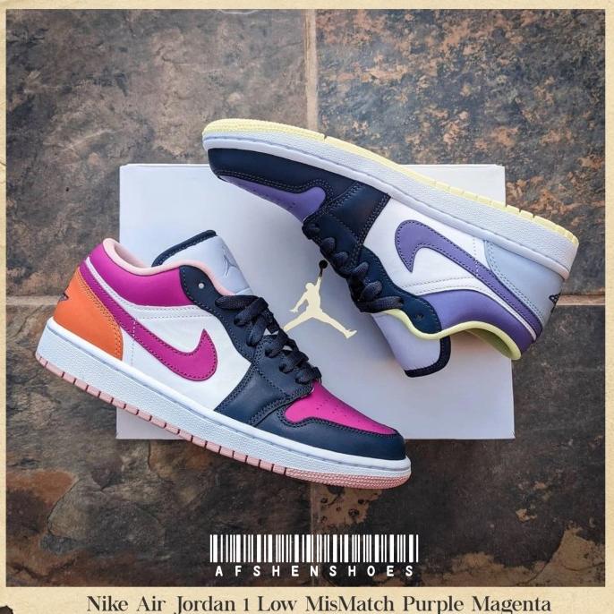 Sepatu Original Nike Air Jordan 1 Low Miss Match Purple Magenta BNIB
