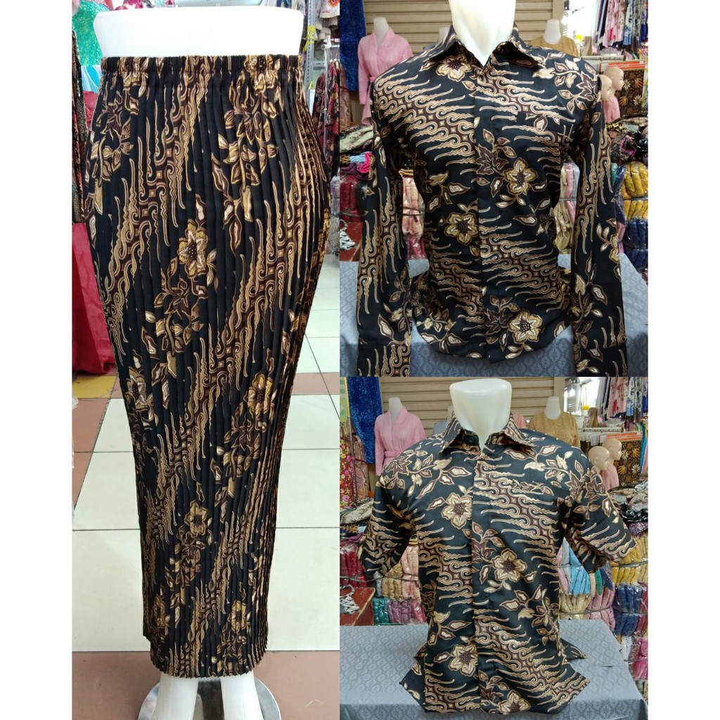 Setelan Couple Kemeja Batik Pria Dan Bawahan Kebaya Rok Plisket Wanita (4)