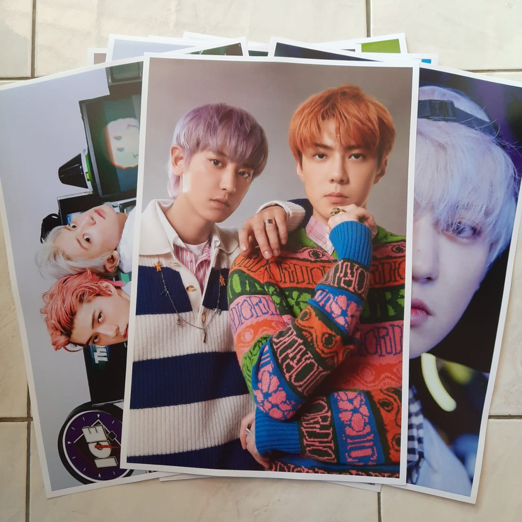 POSTER EXO SC SEHUN CHANYEOL NAVER VERSION DENGAN TANDA TANGAN UKURAN A3+