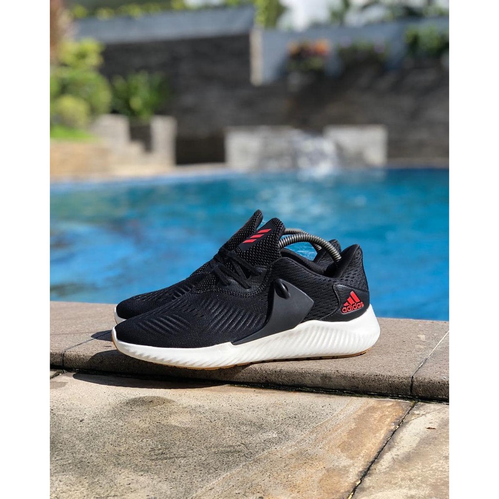 Sepatu Sneakers Adidas Alphabounce RC Black White Original