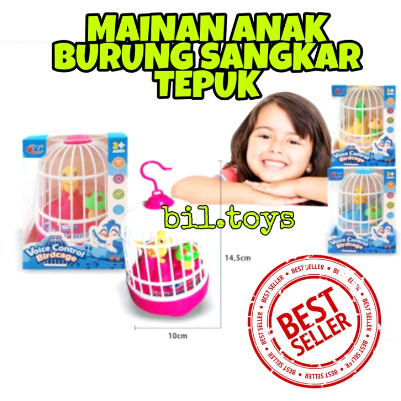 MAINAN ANAK LAKI LAKI PEREMPUAN BURUNG SANGKAR TEPUK BERKICAU VOICE CONTROL BIRDCAGE FU 1138 MAINAN BURUNG SANGKAR ANAK