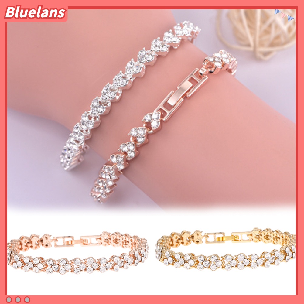 Gelang Bangle Adjustable Aksen Berlian Imitasi Untuk Wanita