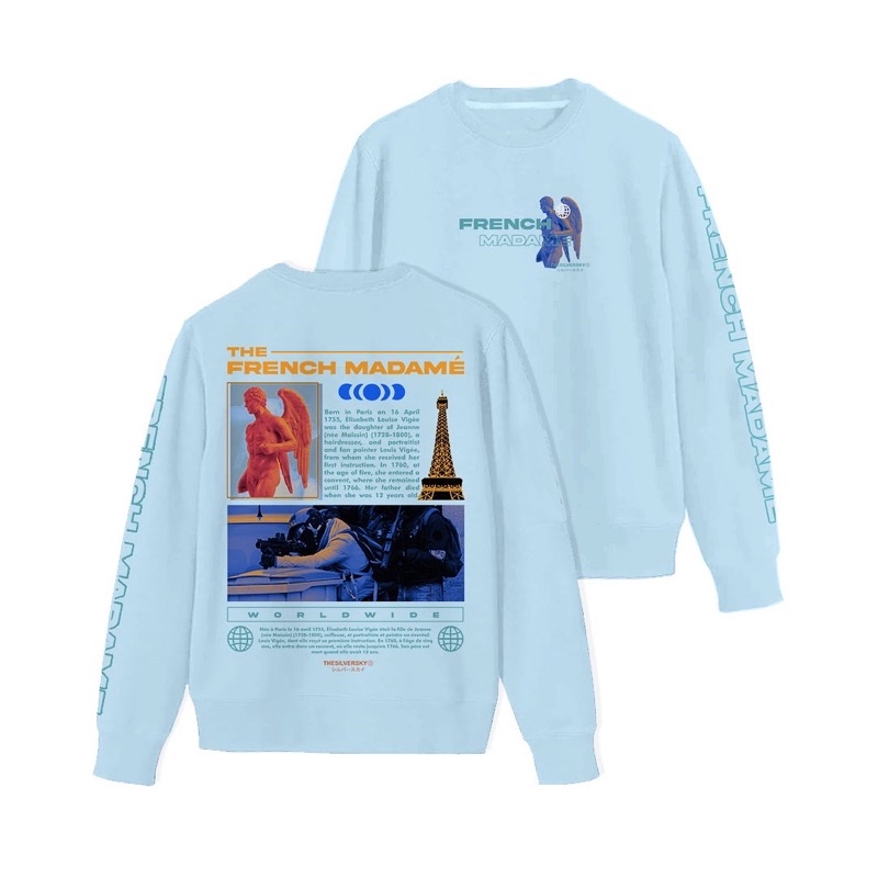 Thesilversky French Madame Mint Blue Crewneck Sweater Premium