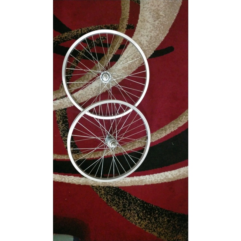 ( Sepasang ) Wheelset 20 Alloy Sudah jadi Rims Setelan Ruji Siap Pakai CTB Mini Lowrider Minion Minitrex BMX