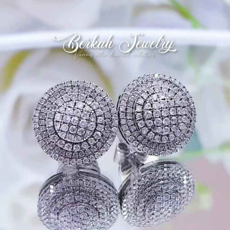 Anting Giwang Emas Putih Berlian Eropa 0,80 ct asli natural diamond bersertifikat