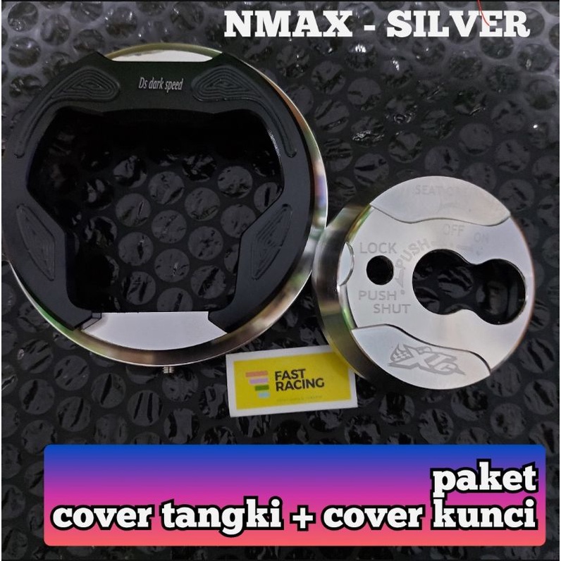 TUTUP TANKI &amp; TUTUP KUNCI NMAX/COVER TANKI NMAX FULL CNC SILVER