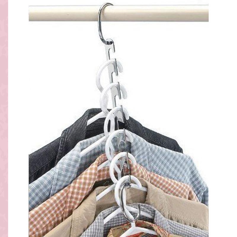 6pcs Stainless Iron Closet Hook Cloth Hanger Wardrobe Organizer Space Saver