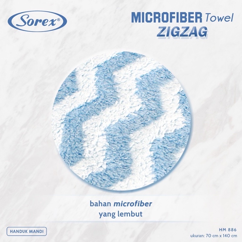 Sorex Handuk (HM891) Mandi Bayi Ukuran 70x140 Anak Microfiber Towel Motif ZigZag Lembut Daya Serap Tinggi HM 886