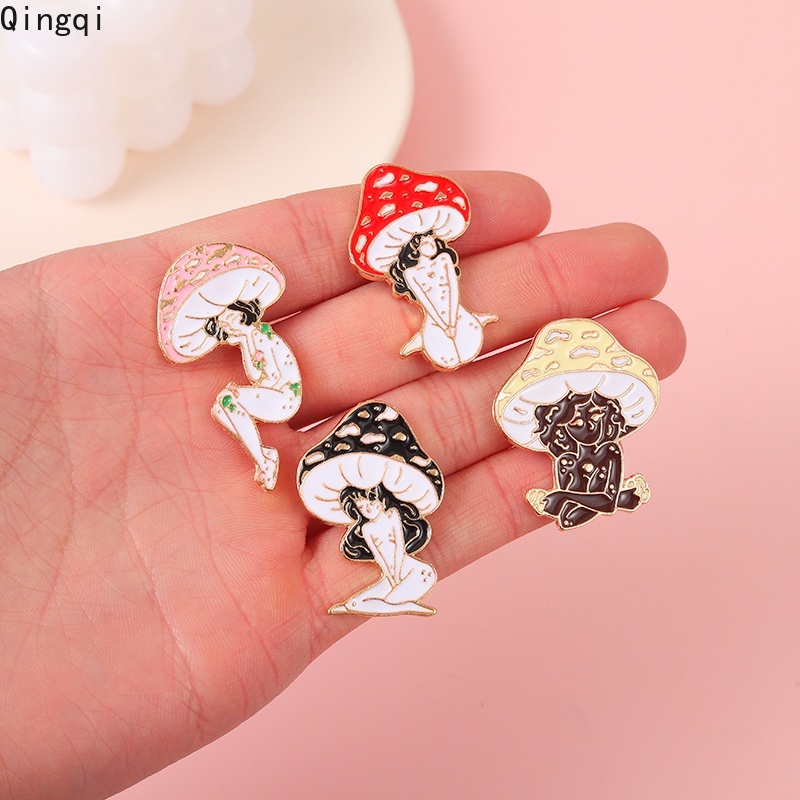 Lucu Jamur Gadis Enamel Pin Jamur Bros Lencana Kartun Tanaman Perhiasan Hadiah Untuk Teman Anak