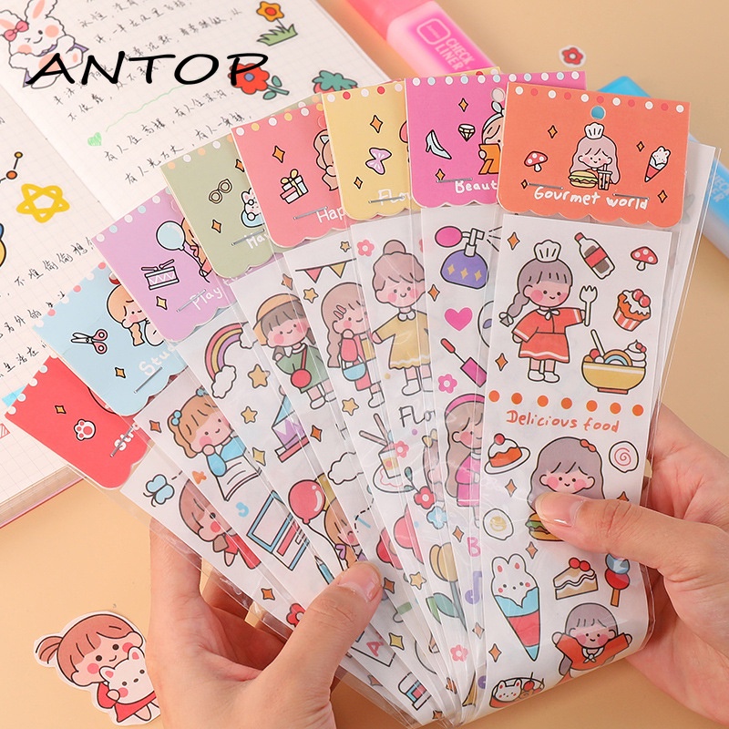 Cute Girl Fashion Art Ins Style Diy Kartun Stiker Akun Tangan ANTOP