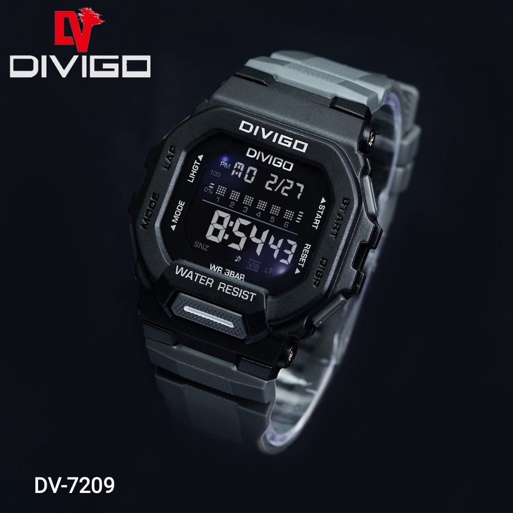 Jam Tangan Digital Pria DV-7209 Water Resistant 3ATM GARANSI