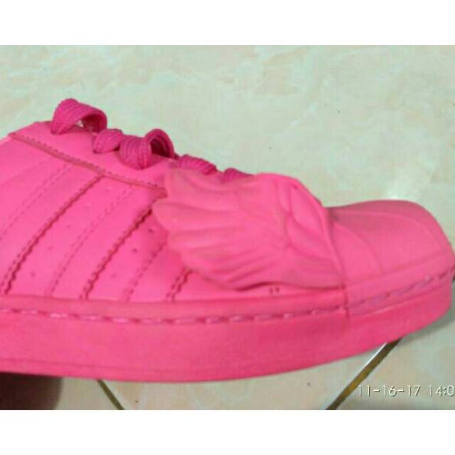 sepatu anak murah sneakers adidas superstar wings - jeremy scott series premium pink