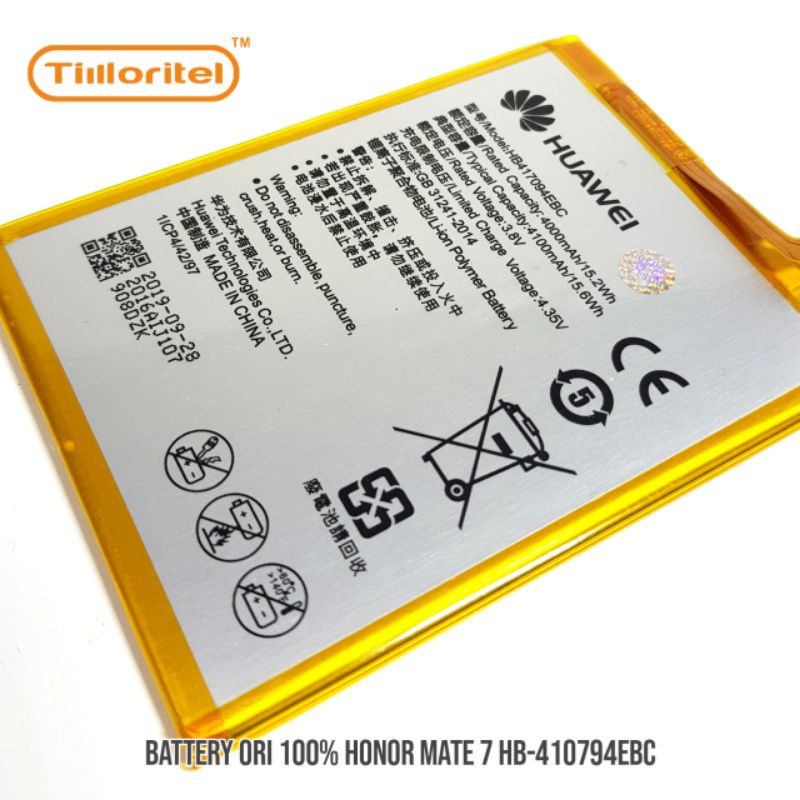 BATTERY ORI 100% HONOR MATE 7 HB-41709EBC