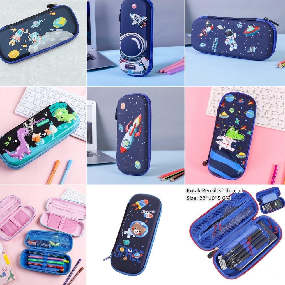 

Ready Stock✩ Kotak pensil tempat pensil hardtop cowo DINO ASTRONOT 3D 6D kado ultah anak keren Size 22x5X10 CM V63