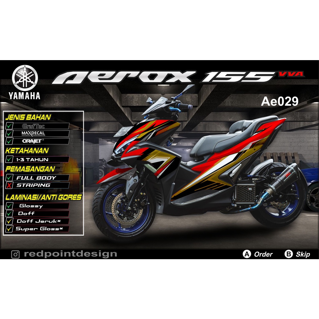 Decal Sticker Yamaha Aerox Red Gold