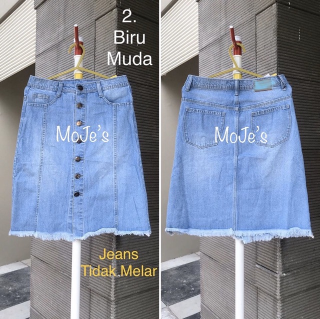 Rok Jeans Wanita size 27-30 Rok Jeans Kancing Wanita Rok Jeans 7/8 Bawah Lutut size 27-30