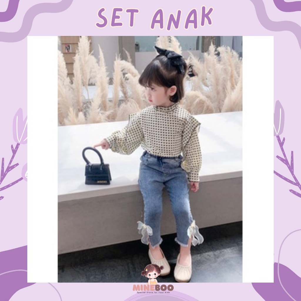 mineboo SET SECRET LOVE EBV Baju Setelan Anak Perempuan Import Berkualitas