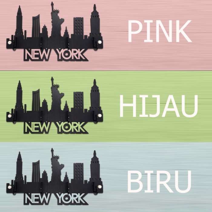 Mega_1688 Rak Gantungan Kunci Set Sama Gantungan motif NEW YORK MG1000