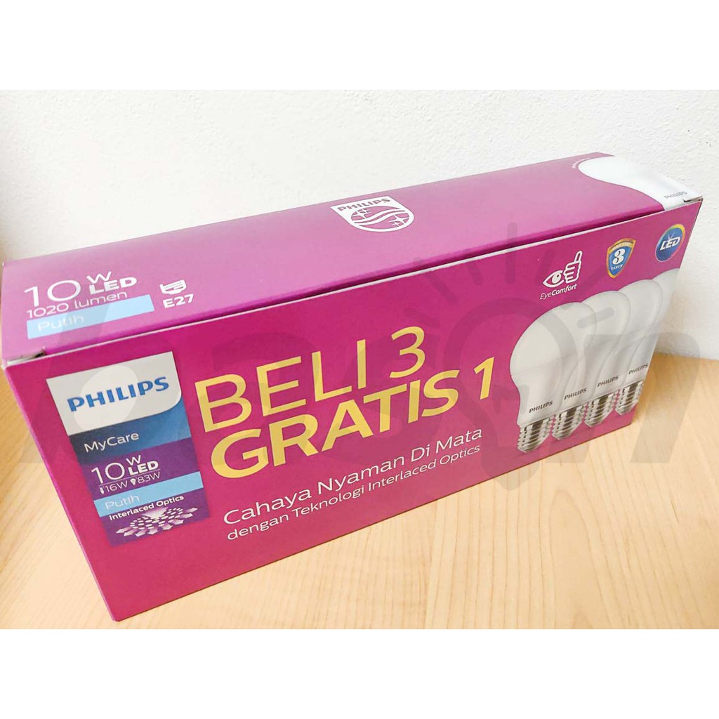 PHILIPS Multipack LED Bulb 10W Putih - Beli 3 Gratis 1