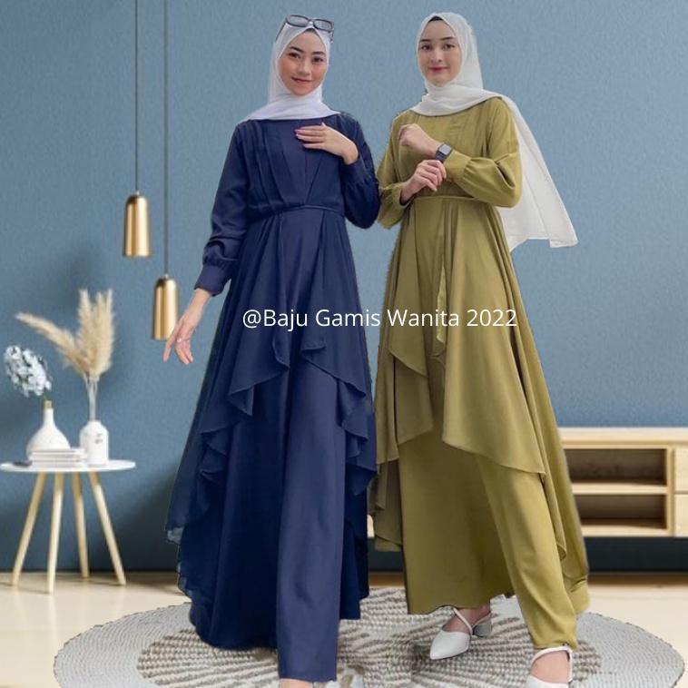 Gamis Remaja Kekinian Baju Gamis Wanita ModelGamis2022 baju lebaran Polos Ceruti Premium Dress Fashi