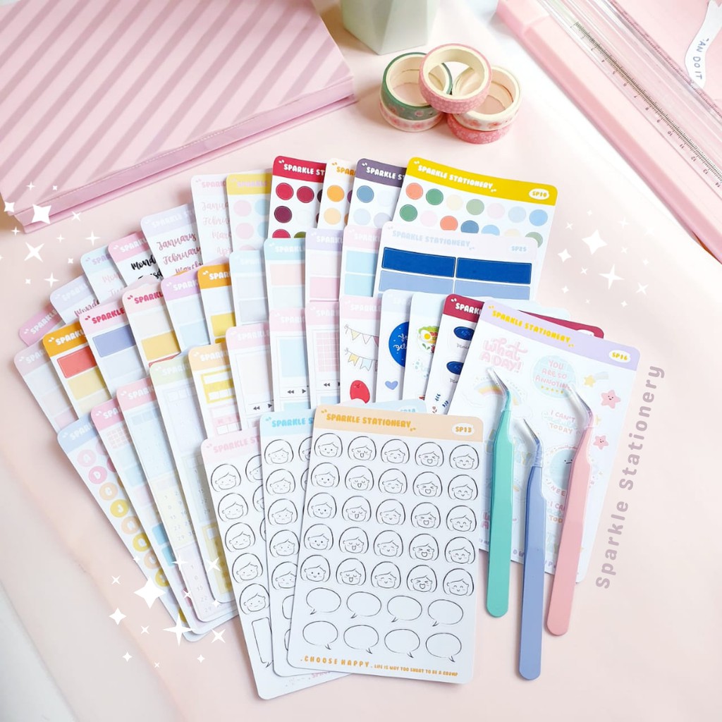 

PLANNER STICKER PROMO 14 LEMBAR STICKER FREE TWEEZER PASTEL BUJO