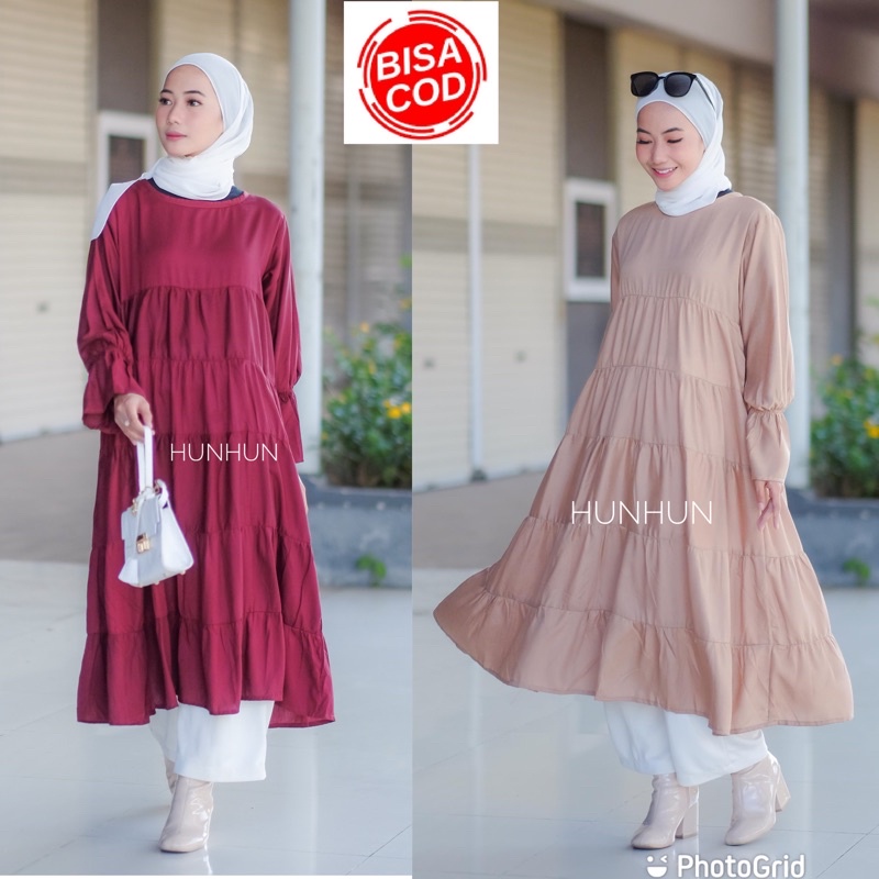 (TUNIK) Moana Long Tunik Rayon Premium/ Tunik Rayon Ruffle Pusatgrosir_solo/ cempaka tunik