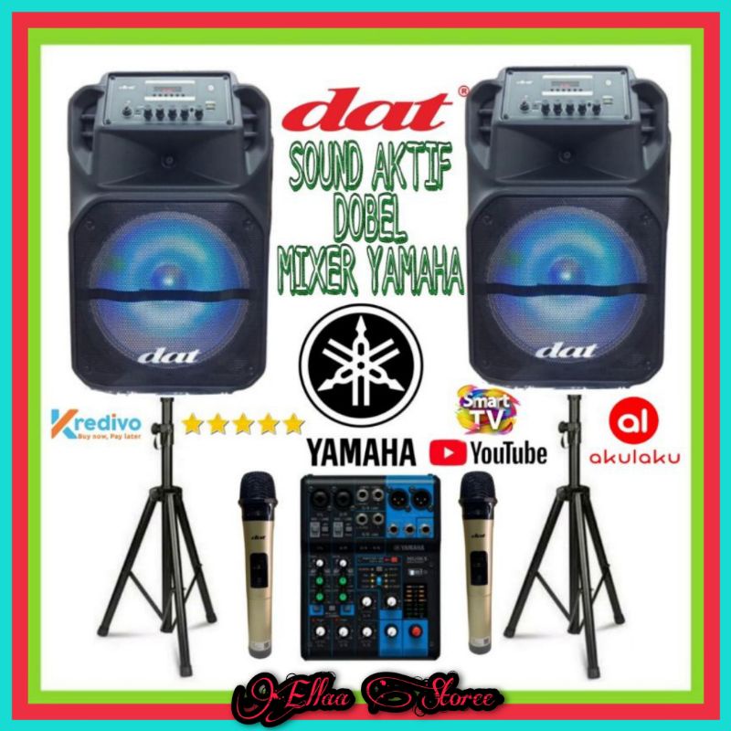 Paket Sound Mixer Yamaha Speaker Aktif Dobel DAT 12 IN 2 Mic Wireless Karaoke Youtube