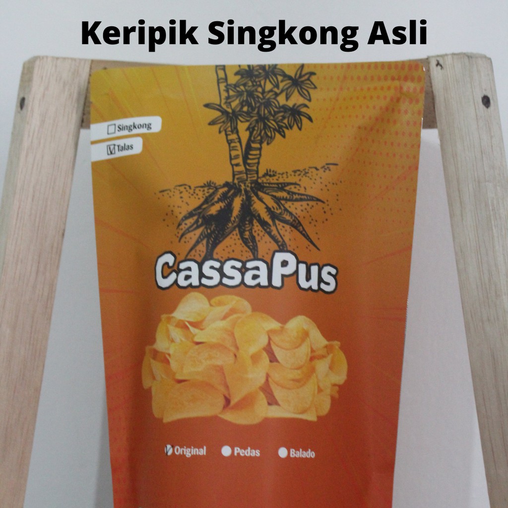 

Makanan Ringan Snack Keripik Singkong CassaPus dengan Bumbu Varian Pedas, Balado dan Original