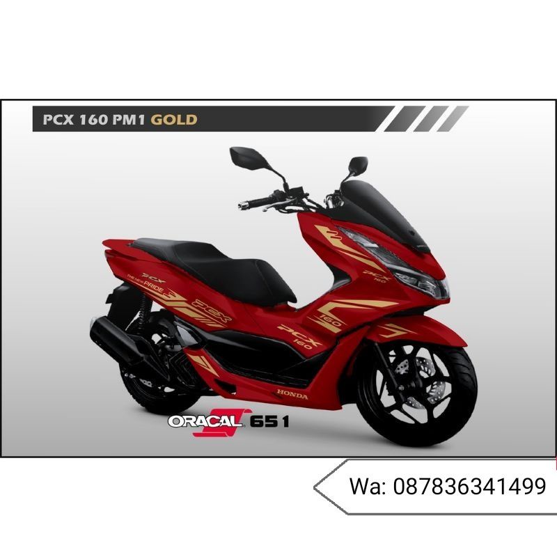 Stiker Pcx 160 Cutting Stiker Honda Pcx 160 body merah Sporty gold