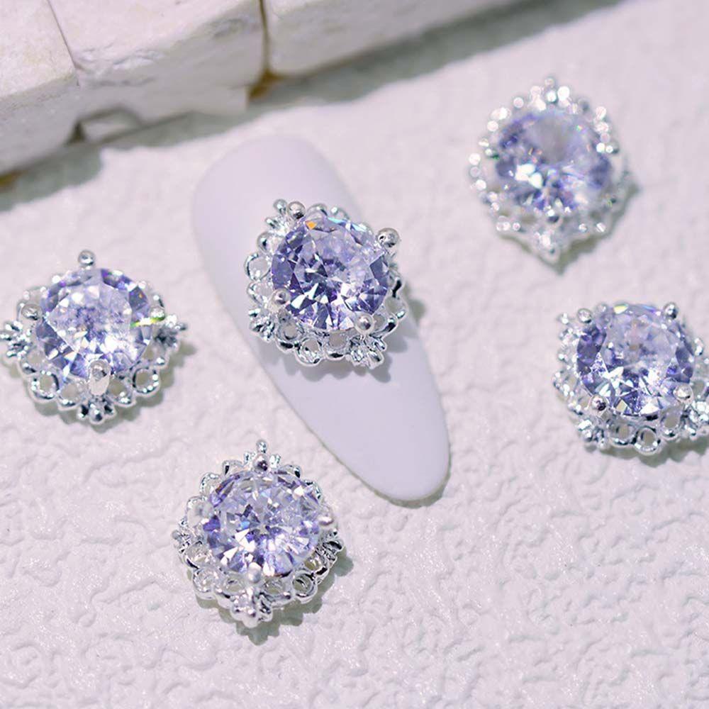 AUGUSTINA Agustina Bulat Kuku Berlian Imitasi Mewah Mengkilap 3D Kuku Pesona Nail Art Dekorasi Nail Art Ornamen Alloy Zirkon Nail Drills