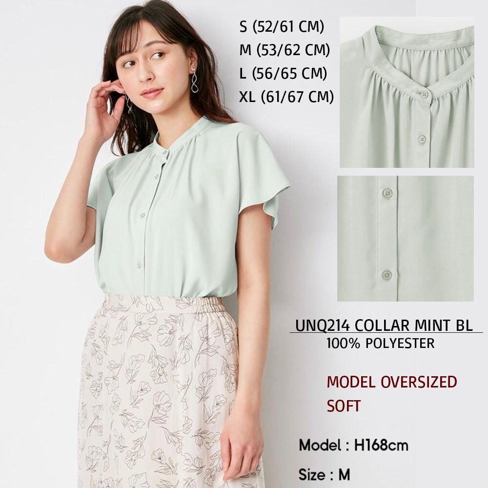 Blouse Wanita Oversized Lengan Pendek (UNQ214 COLLAR BLOUSE)-5