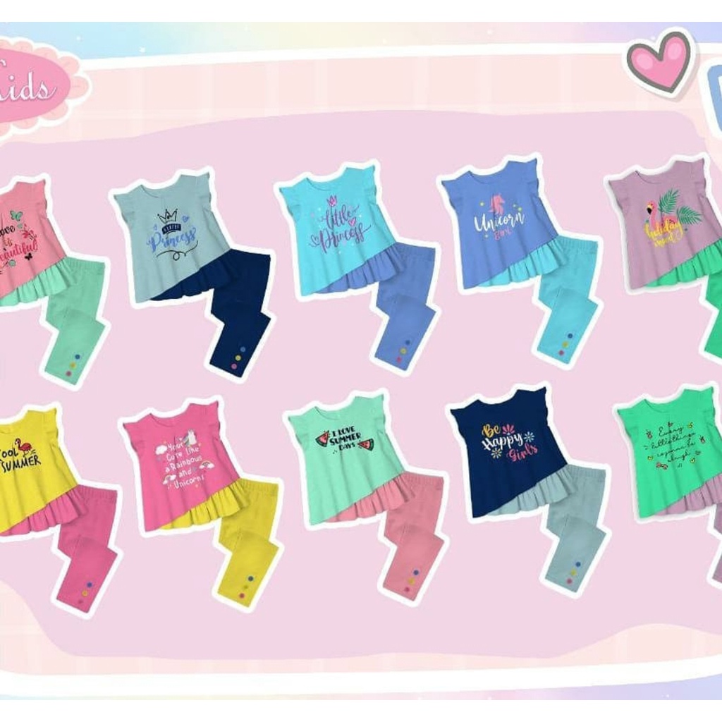 Stelan Baju Anak Perempuan - Flowkids Summer Set Ruffle
