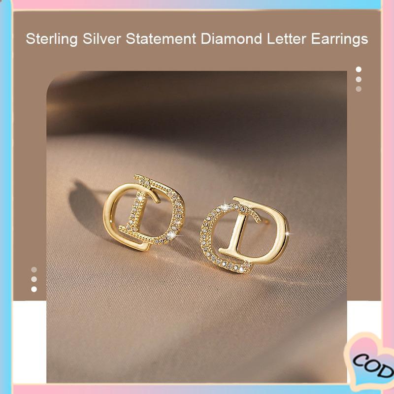 COD❤️ 925 Perak Personalised berlian litto anting -anting niche desain anting -anting waktu sederhana-A.one