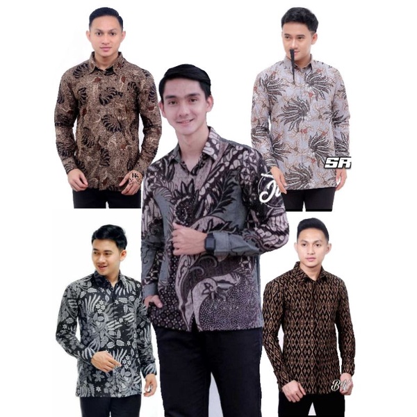 BSWART Batik HRB026 kenongo kemeja panjang anjani biru Pekalongan M L XL Batik Pria MURAH Modern Grosir