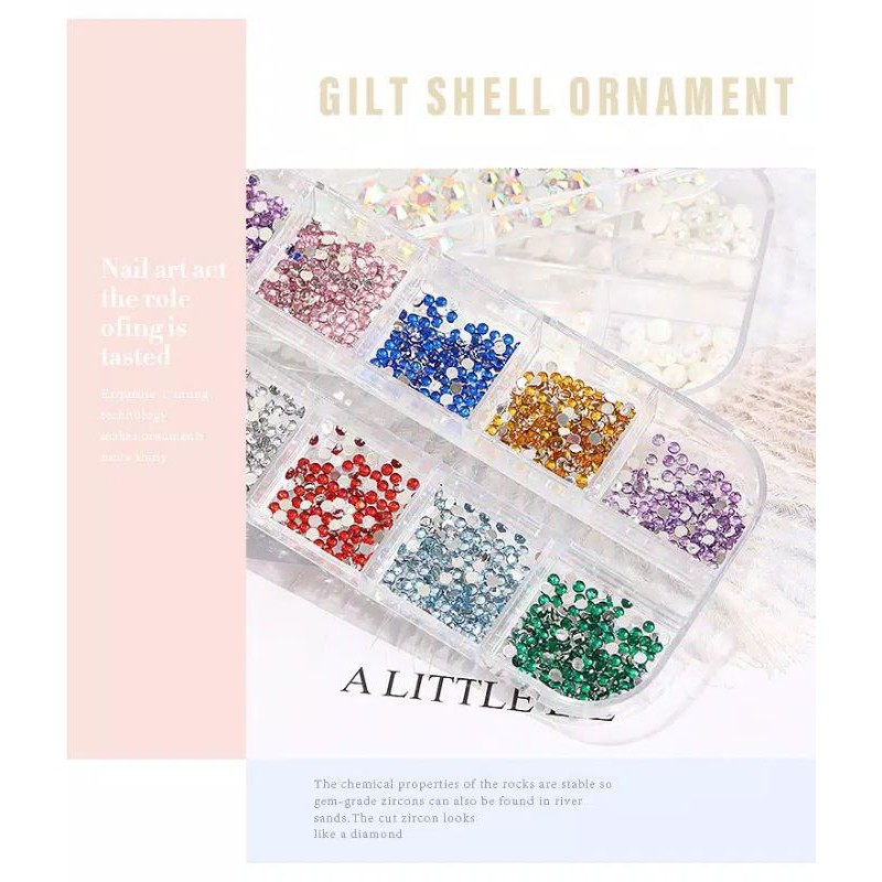 Rhinestone set 12 warna / dekorasi nail art / 3600pcs uk 1.5mm