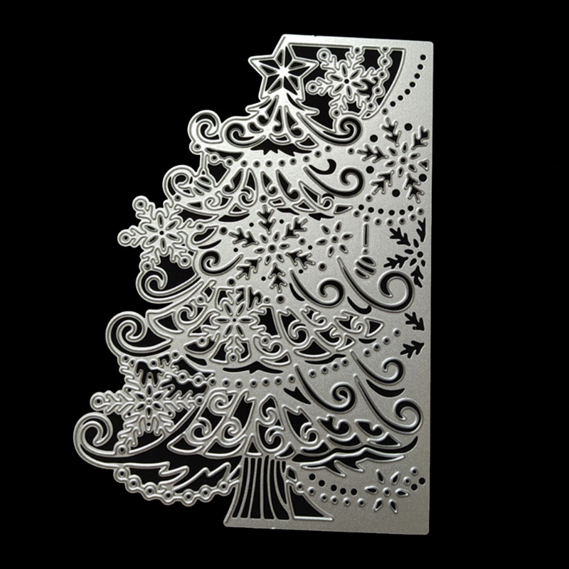 Cetakan Stensil Cutting Dies Motif Pohon Natal Bahan Metal Untuk Scrapbook Craft DIY