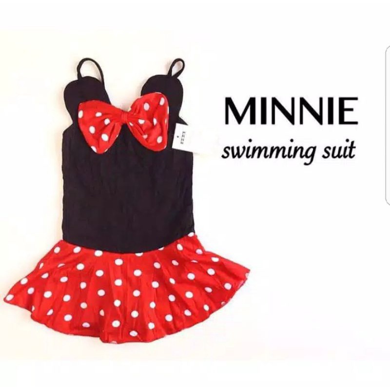 Baju berenang swimming suit motif minnie mouse lucu fashion anak bayi cewek perempuan murah -min