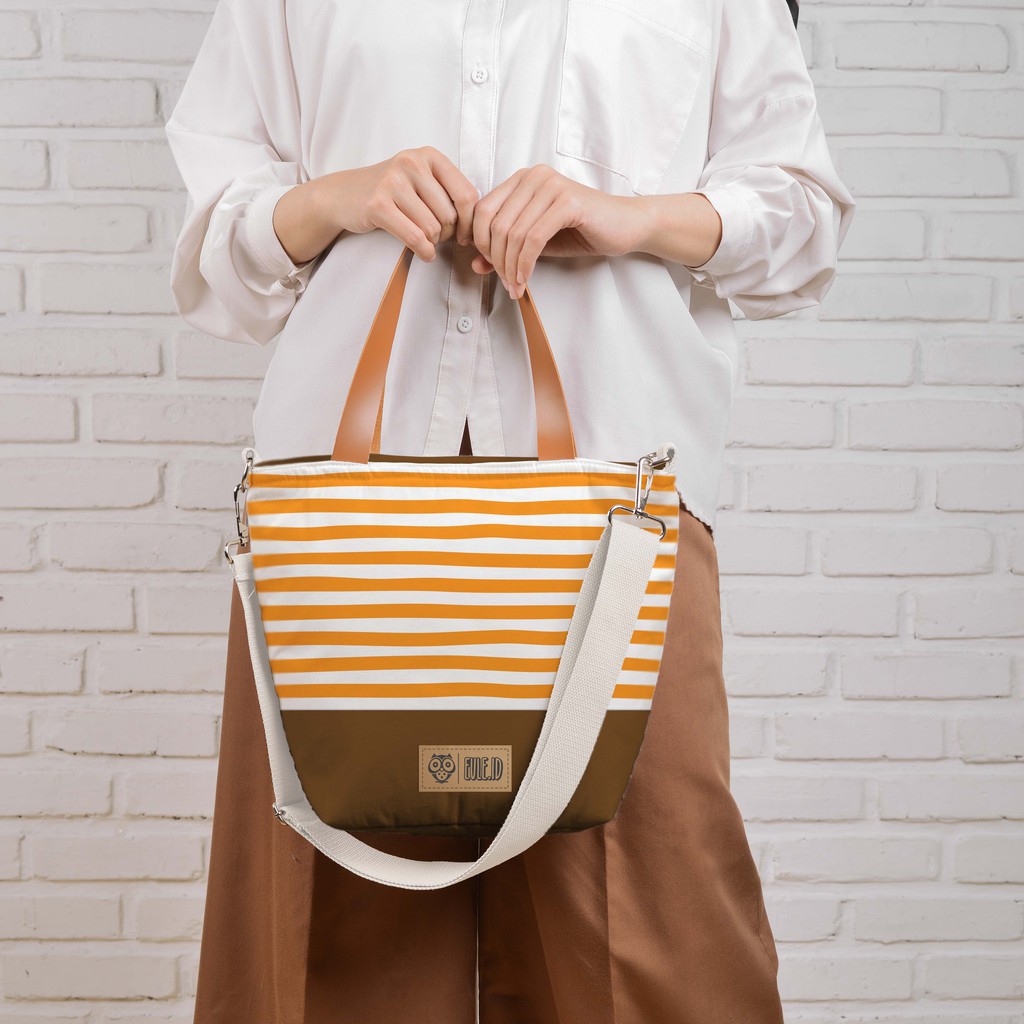 Sling Bag Kanvas Stripe Kuning