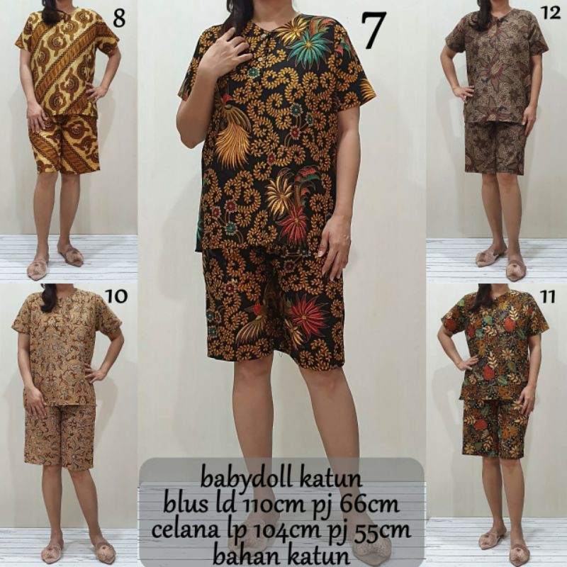 Babydoll Setelan Daster Batik Pendek