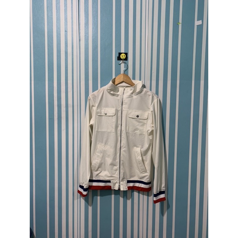 Glory Putih Jaket tracktop training jaket Sepeda jaket runing jaket Windbreaker Second Thrift Prelov