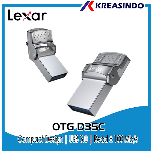 Lexar OTG D35C USB 3.0 Type-C 32GB 64GB 128GB 256GB Garansi Resmi