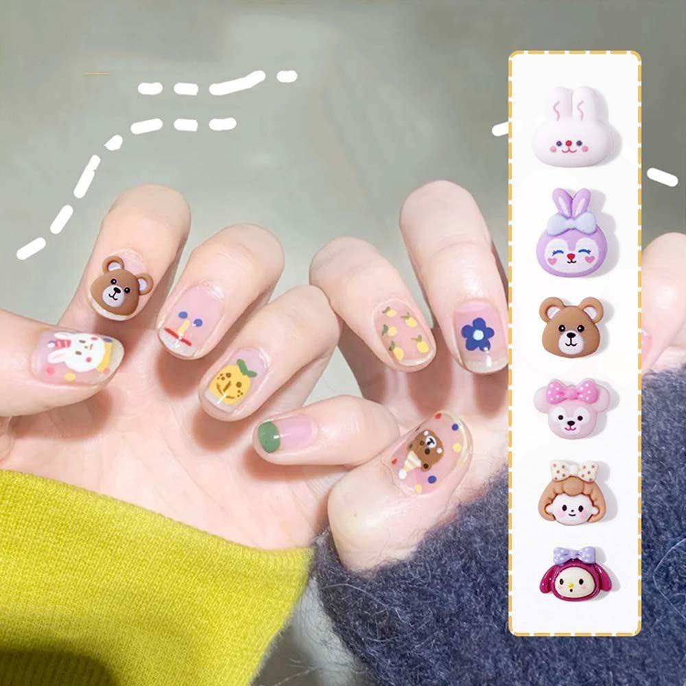 Nickolas1 Kartun Nail Art Cute Kawaii Strawberry Bear Kucing Gadis Kecil Perhiasan Nail Art Jepang DIY