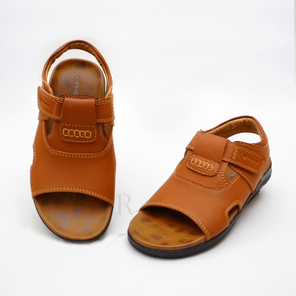 CAPHARNAUM [OSL 502] Sandal Selop Kulit Sepatu Sandal Let Belakang Pria Sendal Kasual Velcro