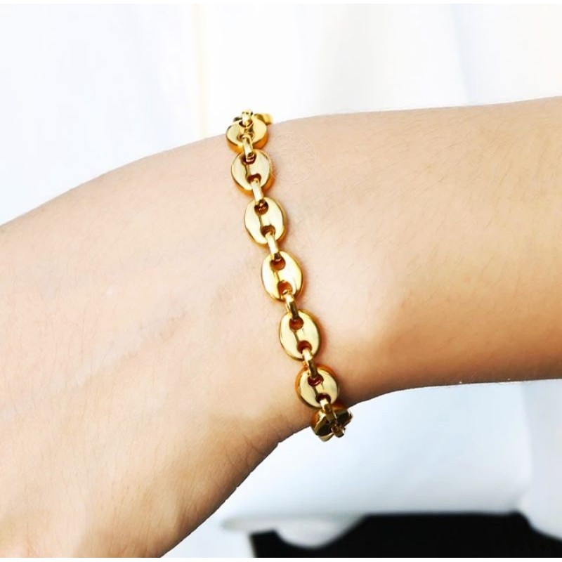 Gelang Titanium Rantai Gold pria wanita stainless steel